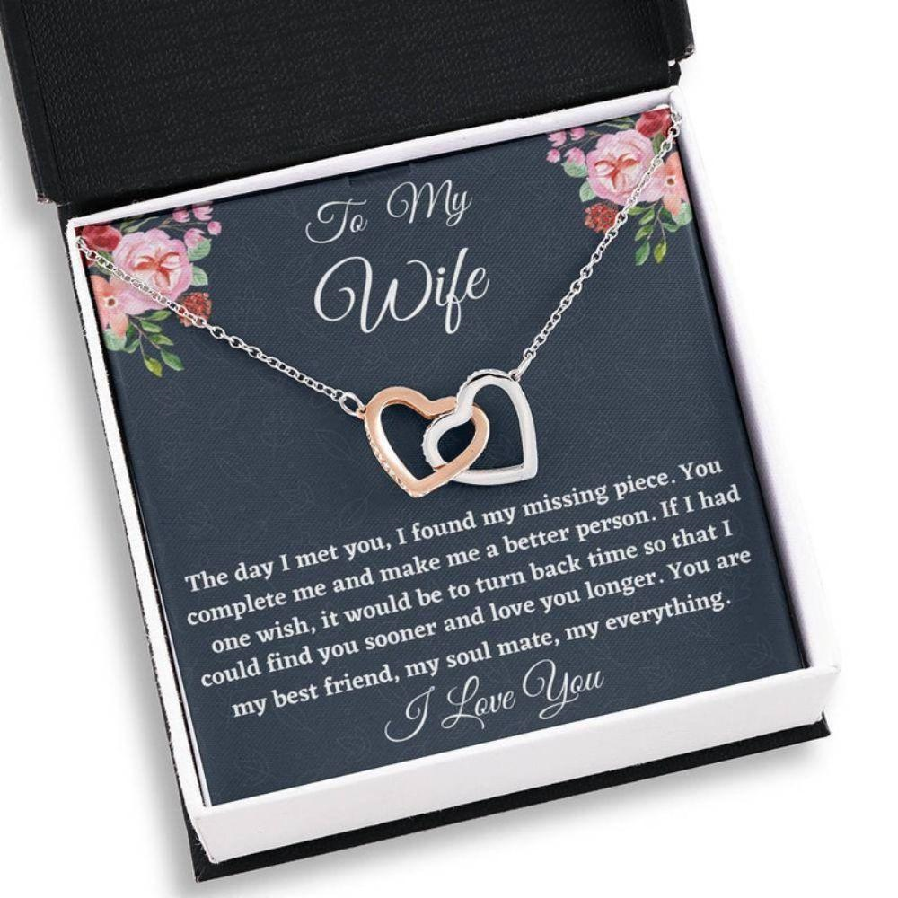 Wife Necklace, To My Wife Necklace Gift, Two Hearts Necklace Wife Appreciation Gift For Her Anniversary, Gift For Her - Thegiftio UK