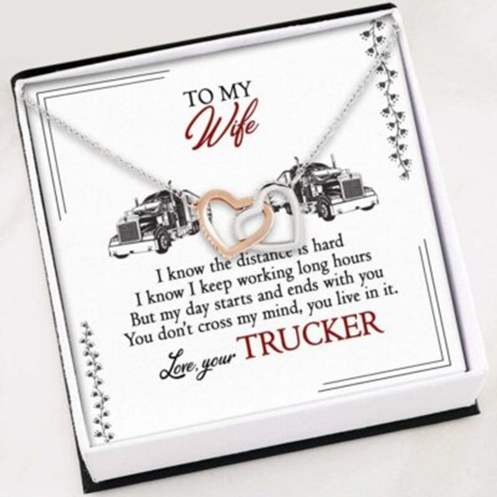 Wife Necklace, Necklace For Women Girl , Trucker, Wife Necklace Gift For Wife , Interlocking Hear - Thegiftio UK