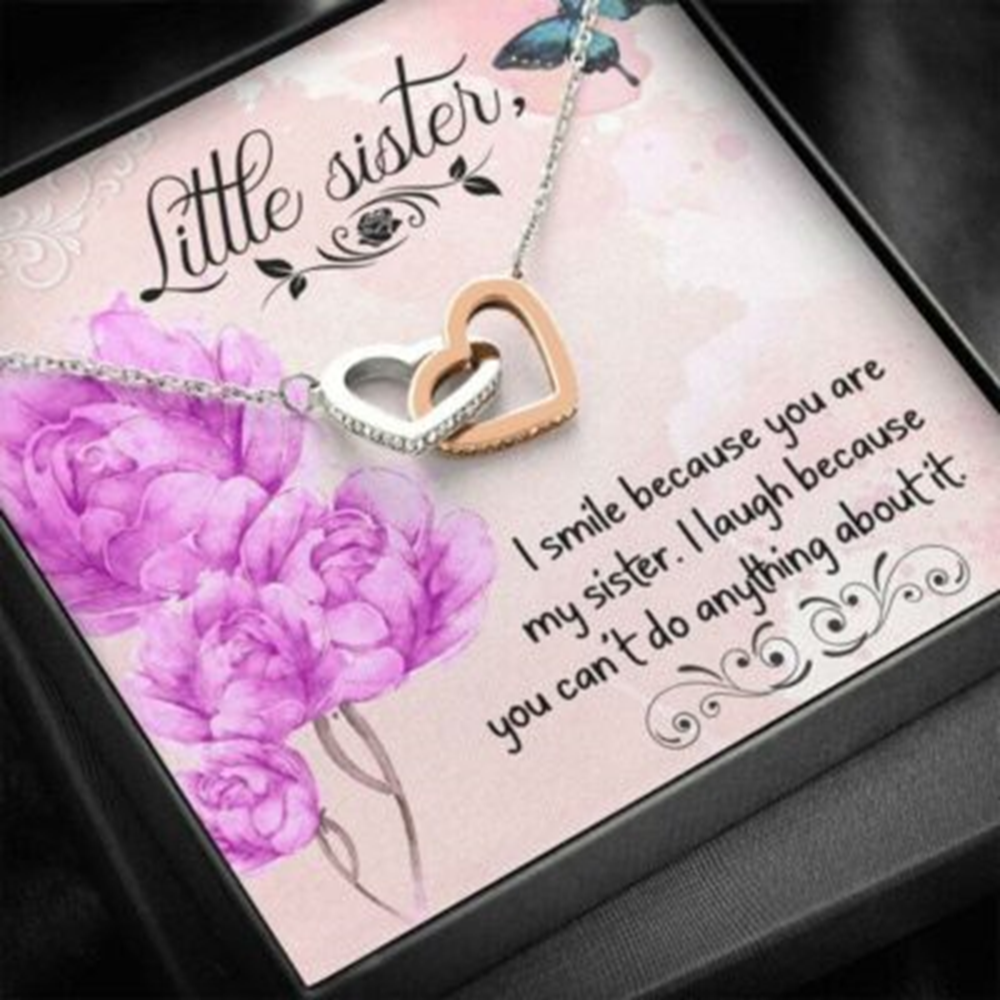 Sister Necklace, To My Little Sister Necklace Gift , I Smile Because You Are My Sister - Thegiftio