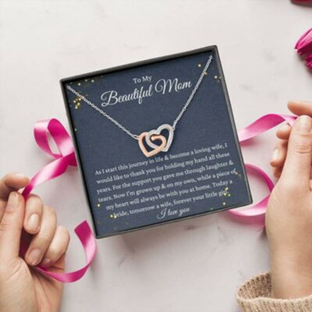 Mom Necklace, To My Mother On Wedding Day Necklace, Mother Of The Bride Gift From Daughter, Gift For Mom From Bride - Thegiftio UK