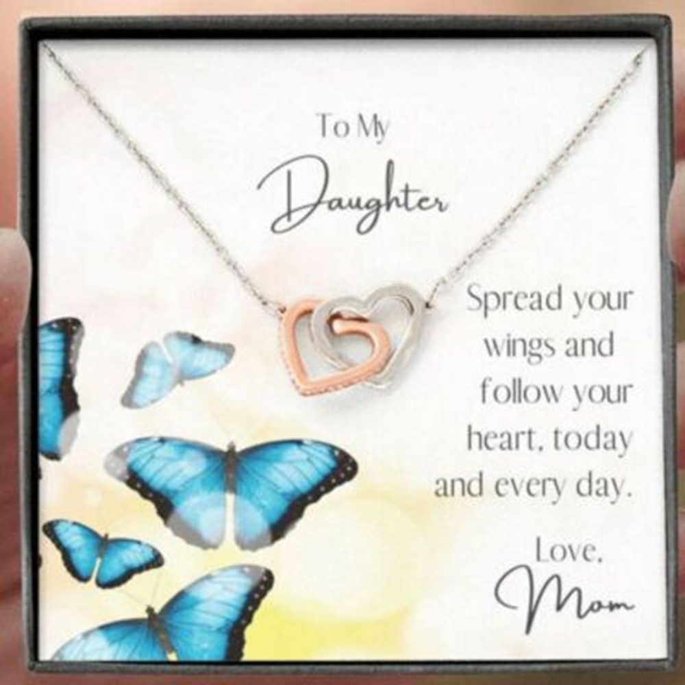 Daughter Necklace, To My Daughter Necklace Gift , Spread Your Wings Card Necklace - Thegiftio UK