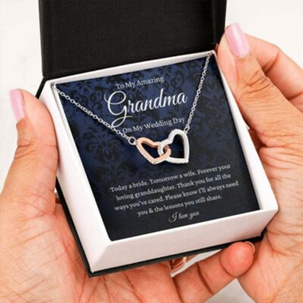 Grandmother Necklace, Grandmother Of The Bride Necklace Gift From Granddaughter, To Grandma Wedding Day Gift - Thegiftio