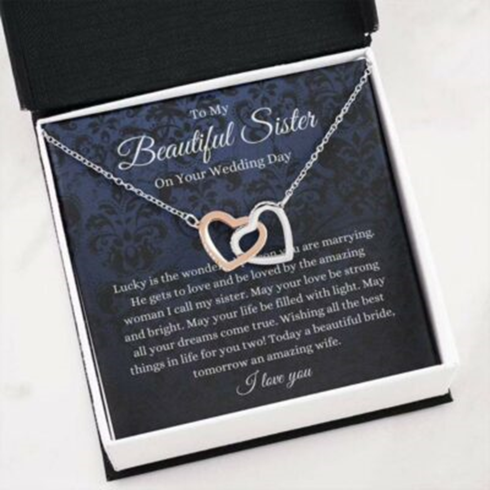 Sister Necklace, Sister Wedding Day Necklace Gift, To Bride From Sister Necklace - Thegiftio UK