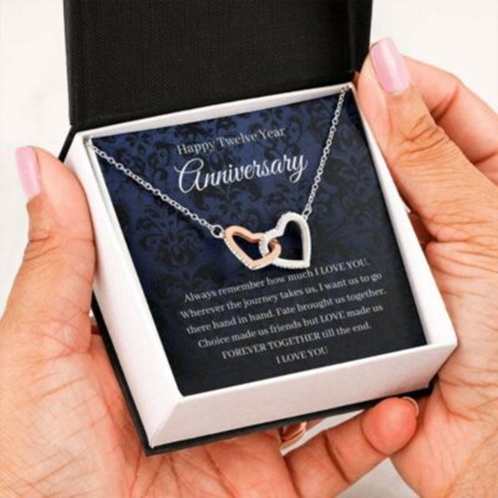 Wife Necklace, 12Th Wedding Anniversary Necklace Gift For Wife Silk Or Linen Twelfth Anniversary - Thegiftio UK