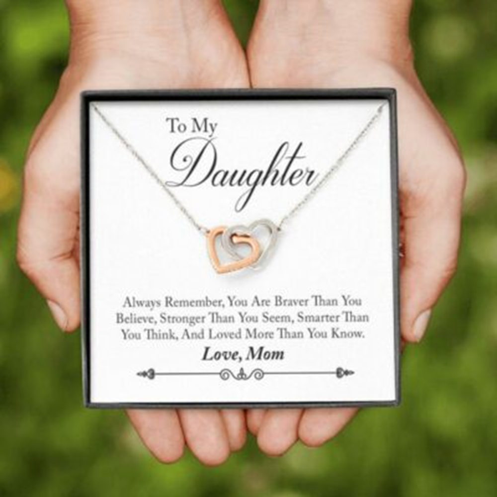 Daughter Necklace, To My Daughter Love Mom Necklace, Daughter Gift, Braver Than You Think - Thegiftio UK
