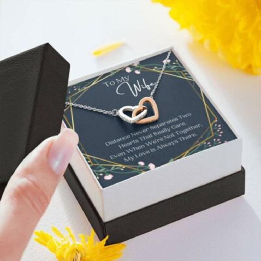 Wife Necklace, Distance Never Separates, Birthday Gift For Wife, Anniversary Gift, To My Wife Necklace - Thegiftio UK