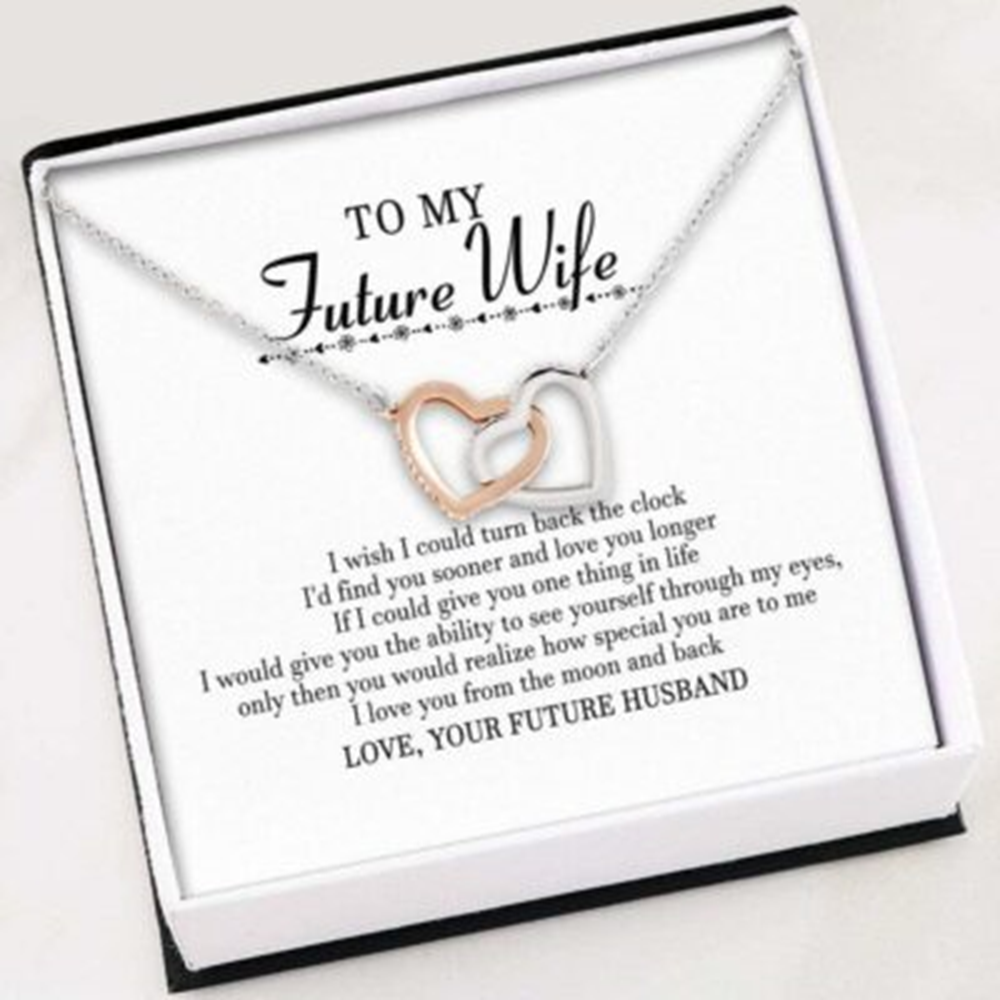 Wife Necklace, Future Wife Necklace , Love You From The Moon And Back Necklace For Wife - Thegiftio