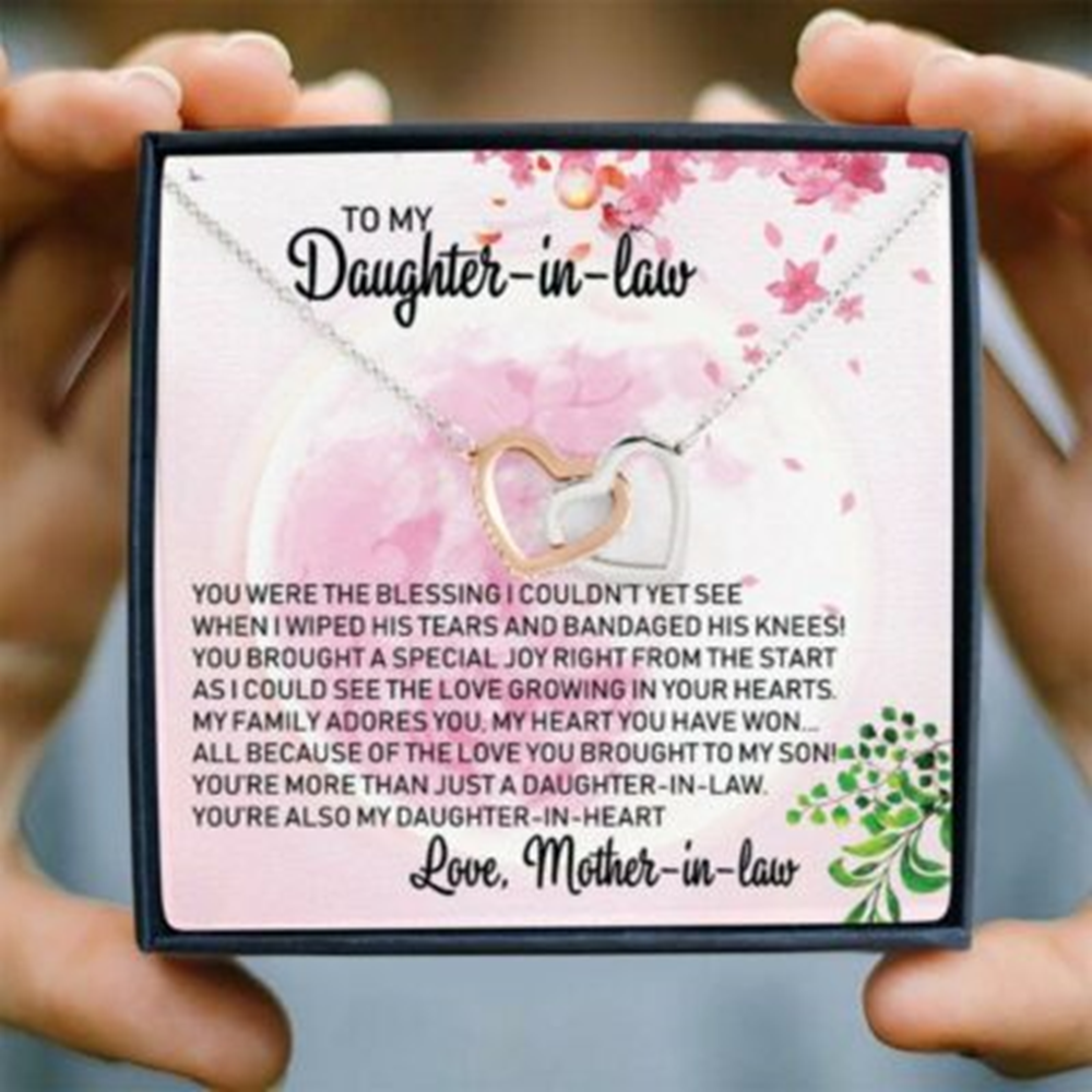Daughter-In-Law Necklace, To My Daughter-In-Law Joined Hearts Necklace, Gift For Daughter In Law - Thegiftio UK