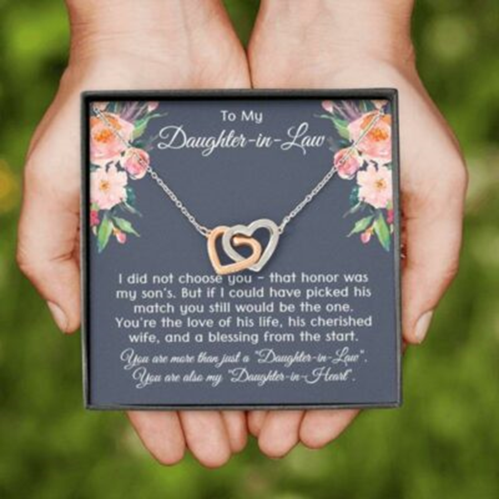 Daughter-In-Law Necklace, To My Daughter-In-Law Joined Hearts Necklace, Gift For Daughter In Law - Thegiftio UK