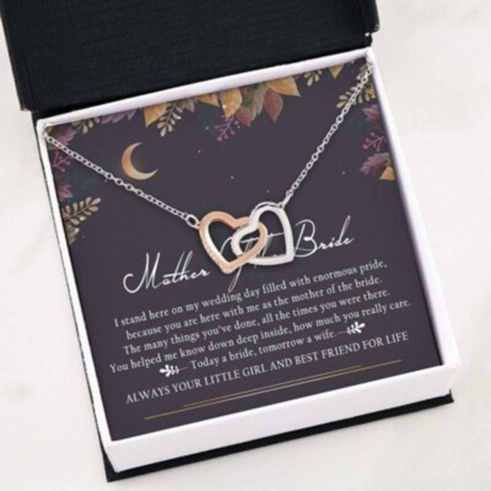 Mom Necklace, Interlocking Hearts Necklace Mother Of The Bride Necklace Wedding Gifts - Thegiftio UK
