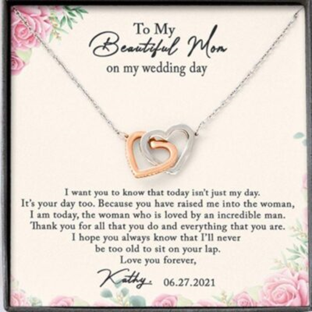 Mom Necklace, Mother Of The Bride Necklace Gift From Daughter, Mom Wedding Gift From Bride - Thegiftio UK