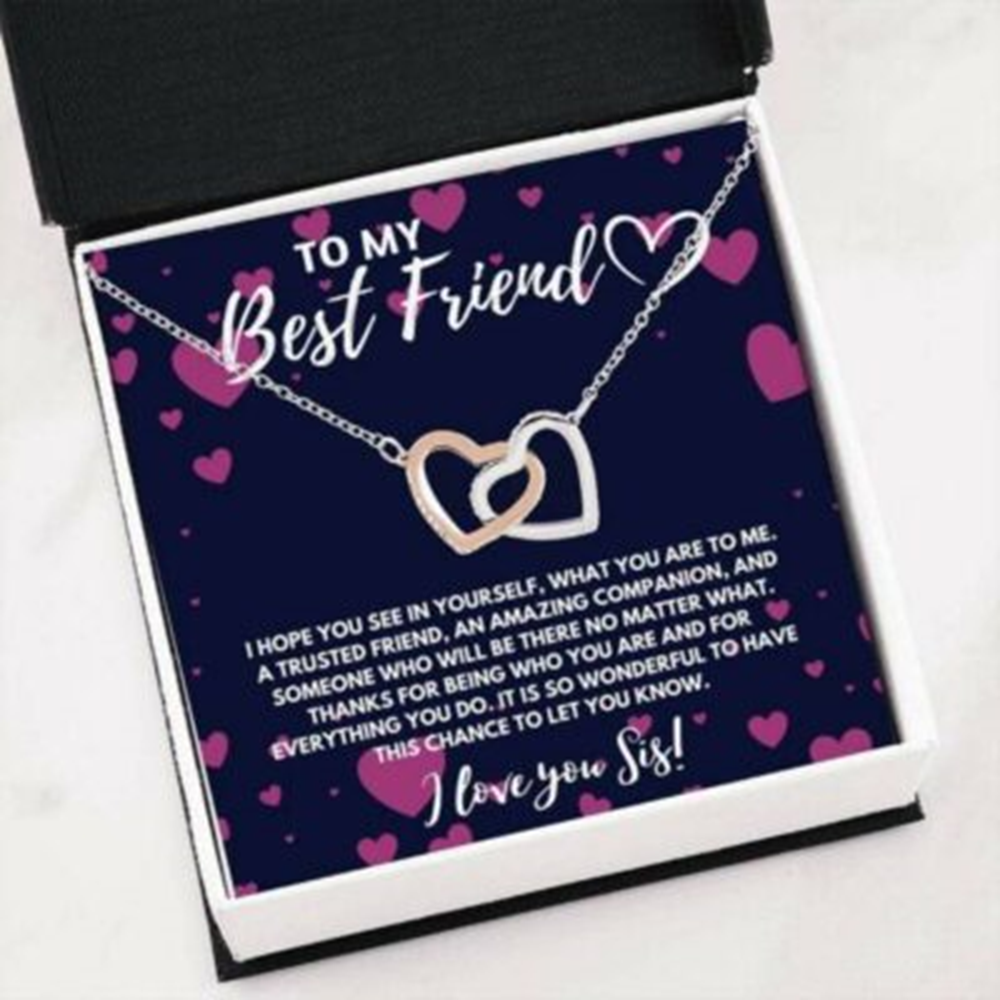Friend Necklace, Sister Necklace, To My Best Friend Bff Soul Sister Interlocking Heart Necklace Gift - Thegiftio UK