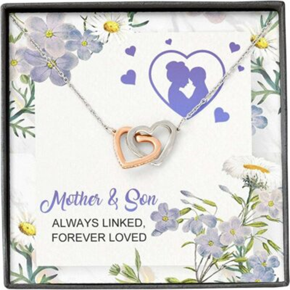 Mom Necklace, Mother Son Necklace, Presents For Mom Gifts, Always Linked Forever Loved - Thegiftio UK