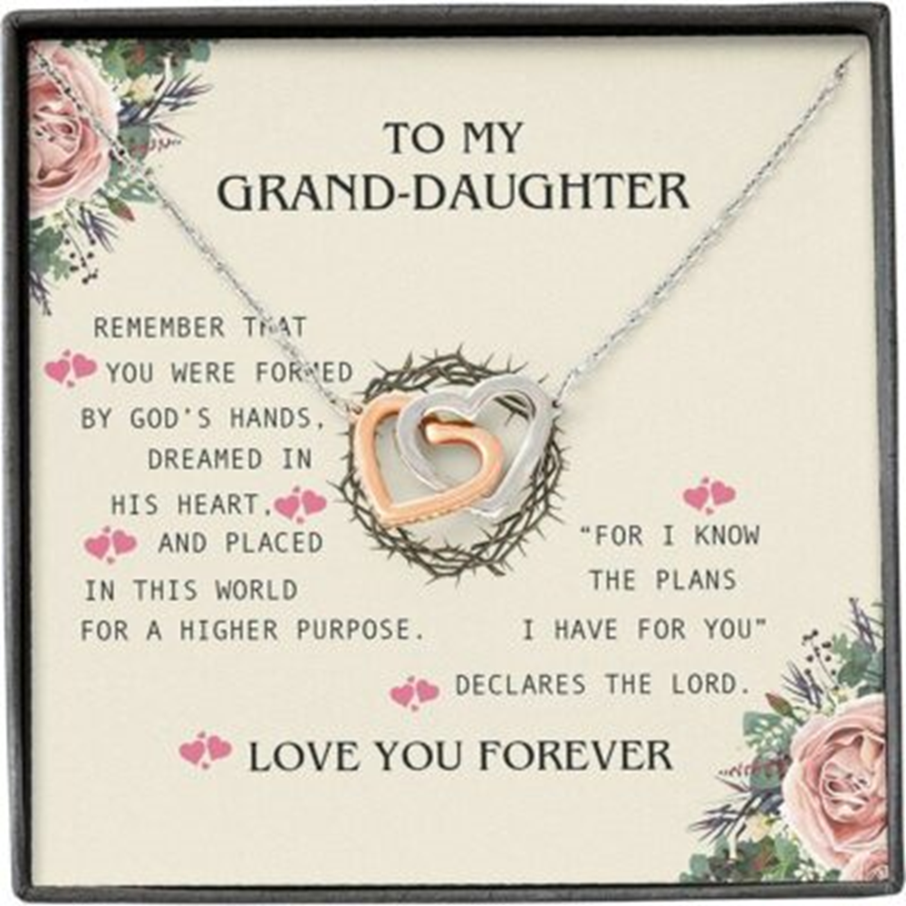 Granddaughter Necklace Gifts, Rose Flower God, Hand Lord Plan Love Forever Necklace - Thegiftio UK