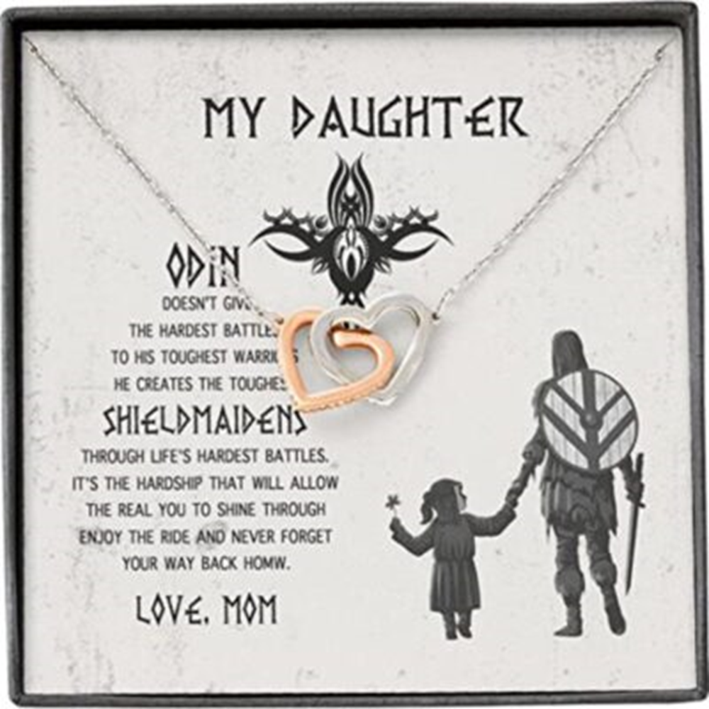 Daughter Necklace, Daughter From Mom Necklace, Odin Shield Maiden Viking Tough Warrior Way - Thegiftio UK