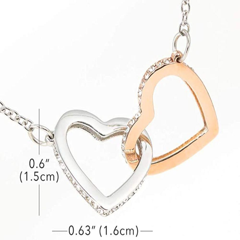 Wife Necklace , Necklace For Wife , To My Wife In Navy And Gold Interlocking Hearts Necklace