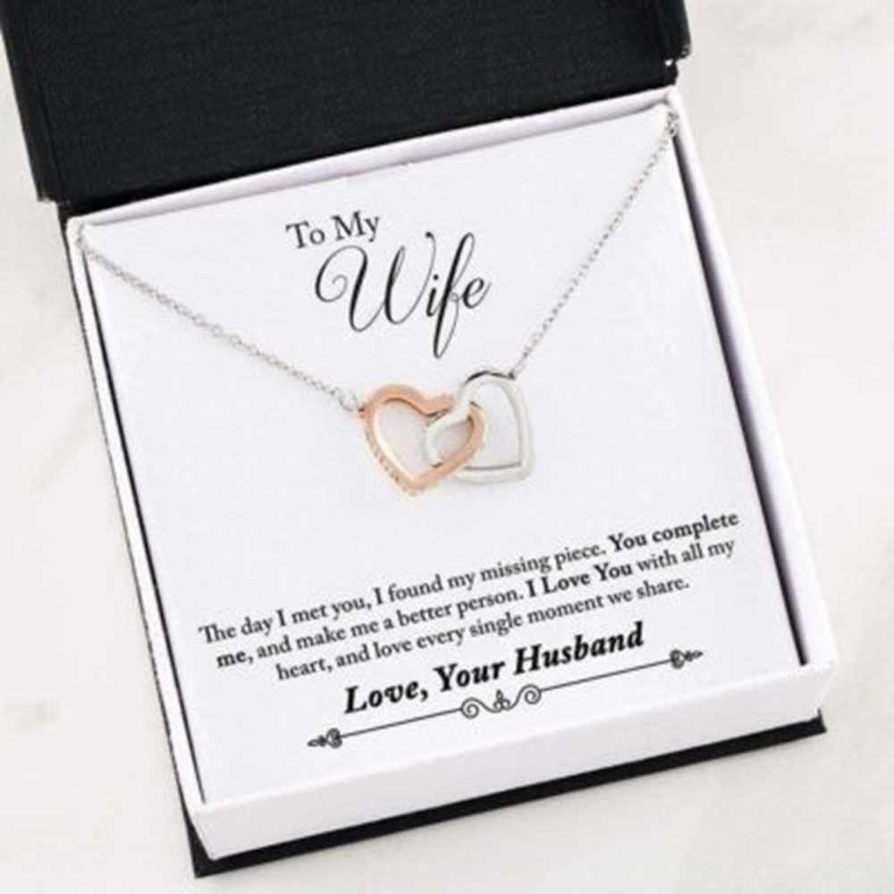 Wife Necklace, To My Wife Necklace Gift, You Complete Me Inseparable Love Message Card - Thegiftio UK
