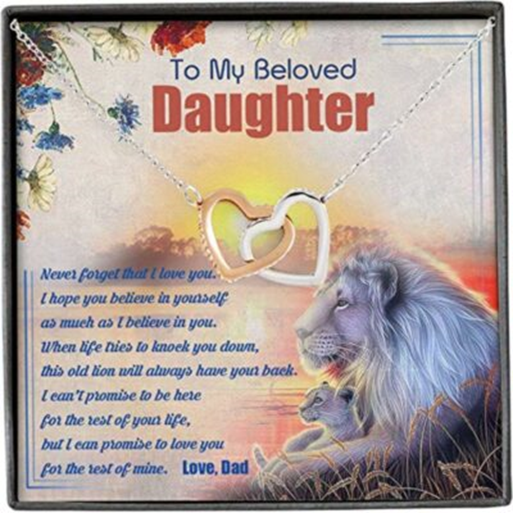 Daughter Necklace, To My Beloved Daughter This Old Lion Will Always Have Your Back Necklace Gifts From Dad - Thegiftio UK