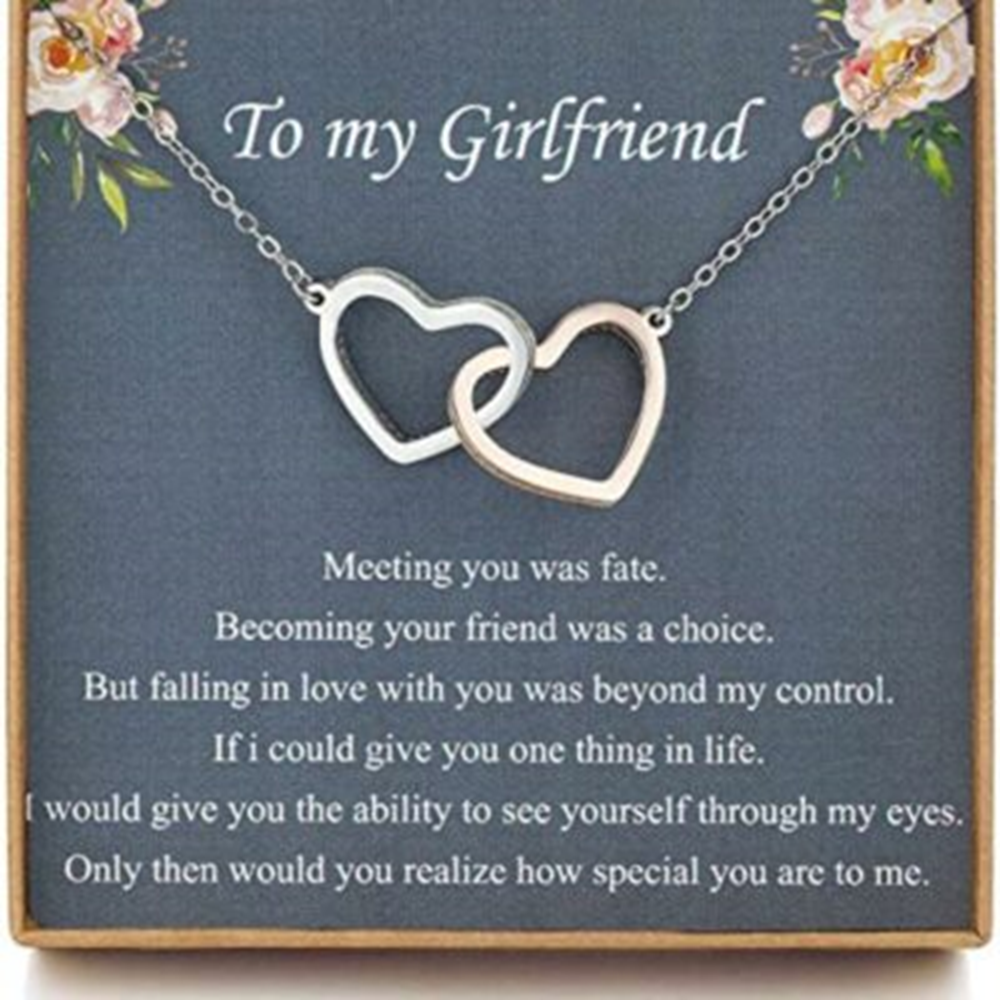 Girlfriend Necklace, Future Wife Necklace, Girlfriend Necklace Gifts From Boyfriend, Interlocking Heart Necklace For Girlfriend - Thegiftio UK