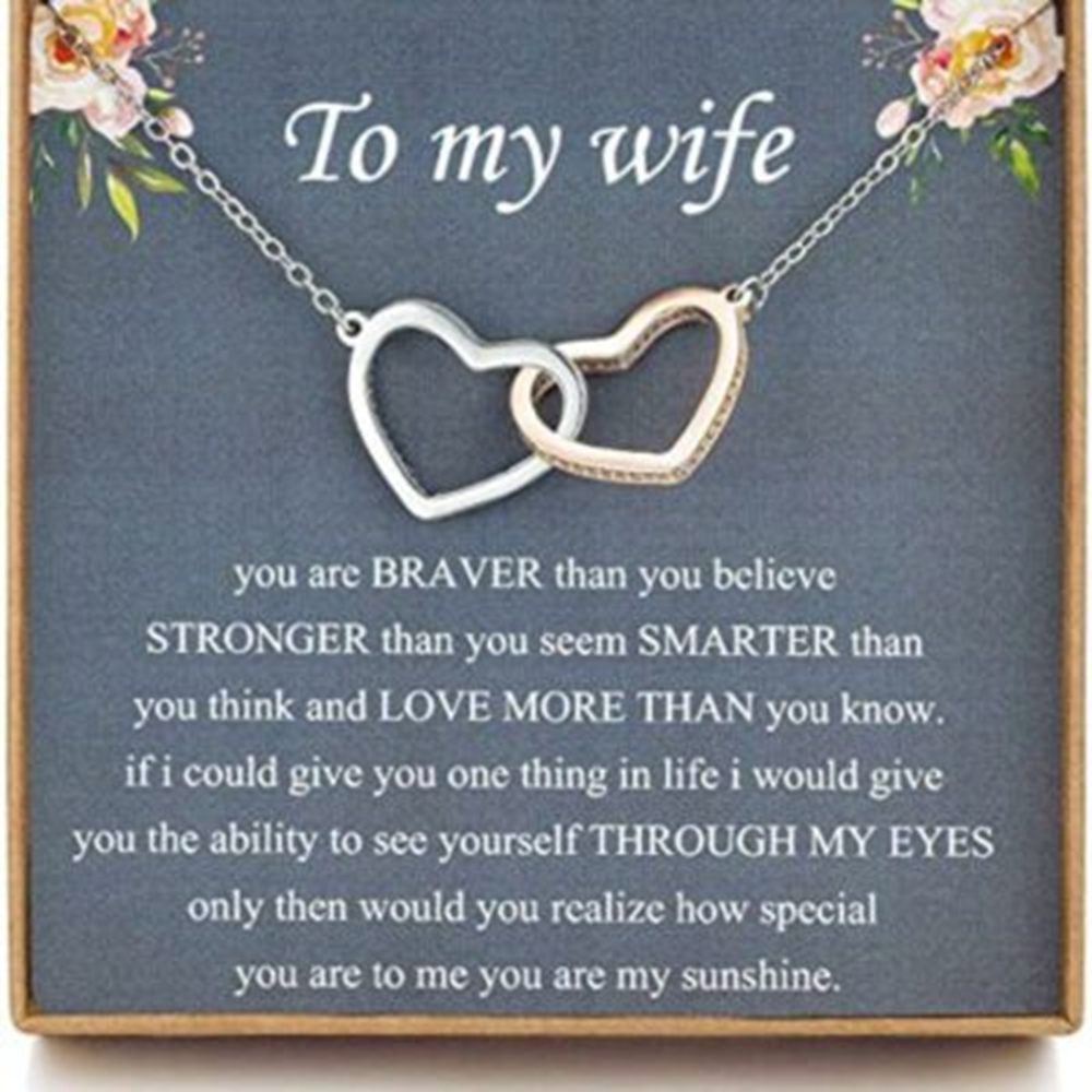 Wife Necklace Gift From Husband, Interlocking Heart Necklace To My Wife Gifts - Thegiftio UK