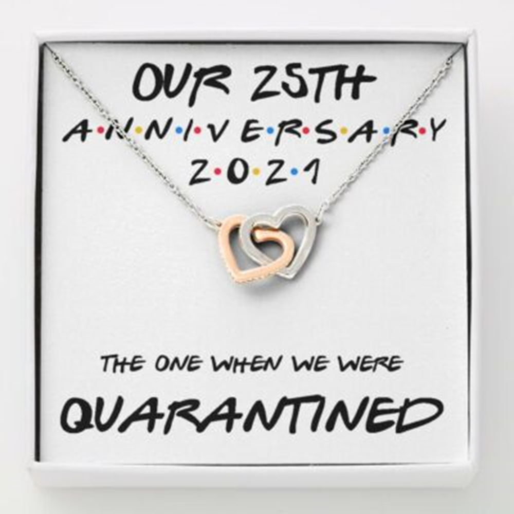 Wife Necklace, 25Th Anniversary Necklace Gift For Wife , Our 25Th Annivesary 2021 Quarantined - Thegiftio UK
