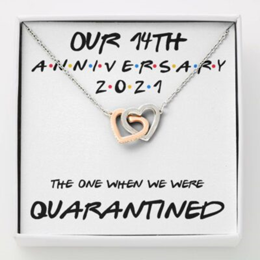 Wife Necklace, 14Th Anniversary Necklace Gift For Wife , Our 14Th Annivesary 2021 Quarantined - Thegiftio UK
