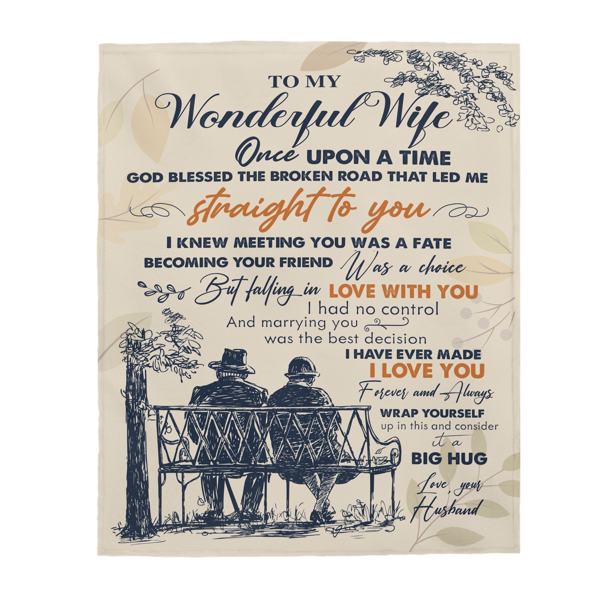To My Wonderful Wife Fleece Blanket, Elder Couple Gift, Broken Road Led Me Straight to You, Falling in Love With You Blanket - Thegiftio