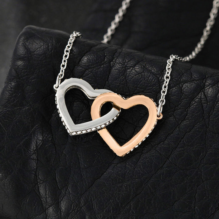 To My Sister "Moon And Back" Interlocking Heart Necklace