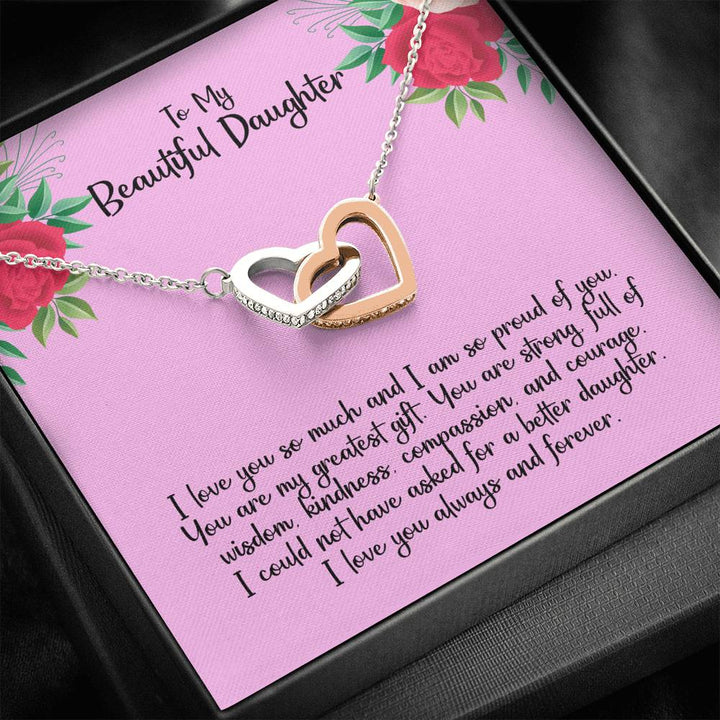 To My Beautiful Daughter - Interlocking Heart Necklace - Thegiftio UK