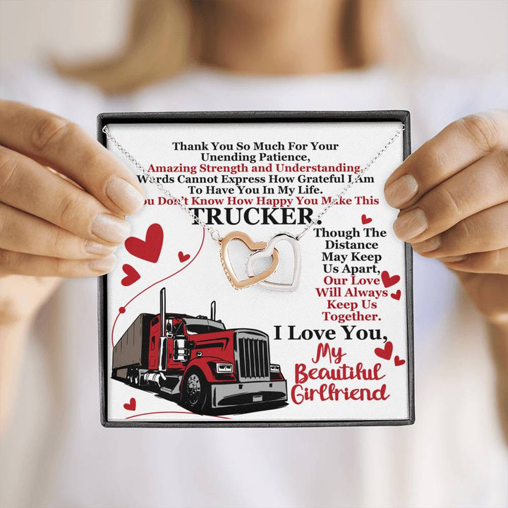 Trucker's Girlfriend-Interlocking Heart Necklace - Thegiftio UK