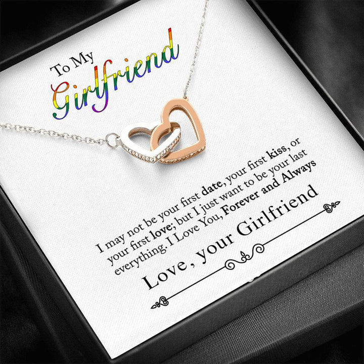 To My Girlfriend - I May Not Be Your First Date - Interlocking Heart Necklace - Thegiftio UK