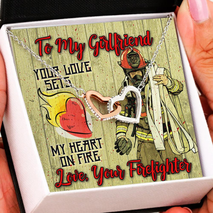 Firefighter's Girlfriend- Interlocking Heart Necklace - Thegiftio UK