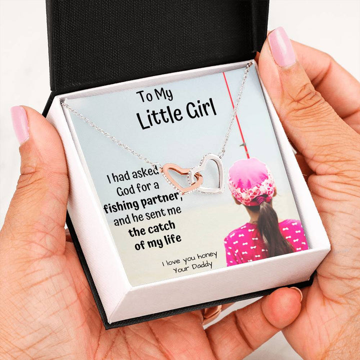 To My Little Girl Interlocking Heart Necklace With Message Card - Thegiftio UK