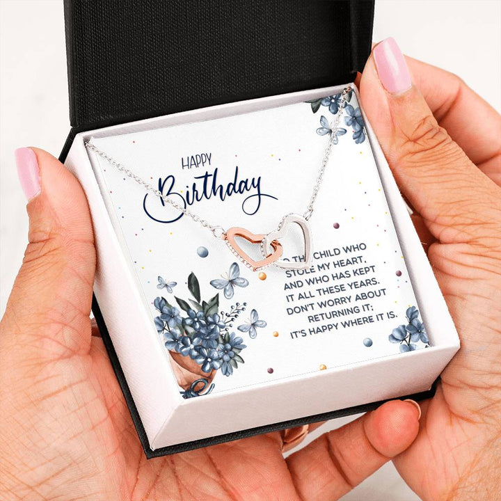 Parent To Child - Stole My Heart Interlocking Heart Necklace - Thegiftio
