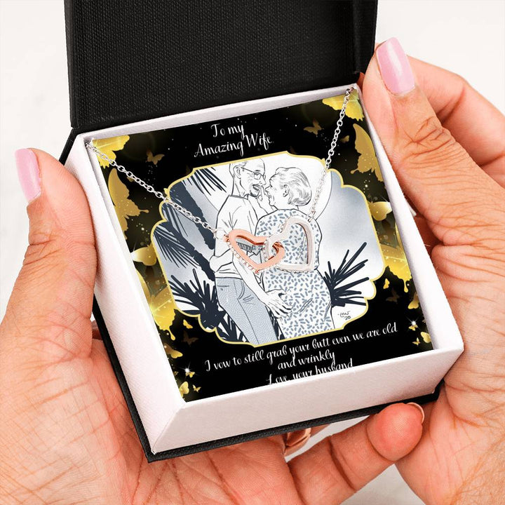I Vow To Grab Your Butt Even We Are Old And Wrinkly | Interlocking Heart Necklace - Thegiftio UK
