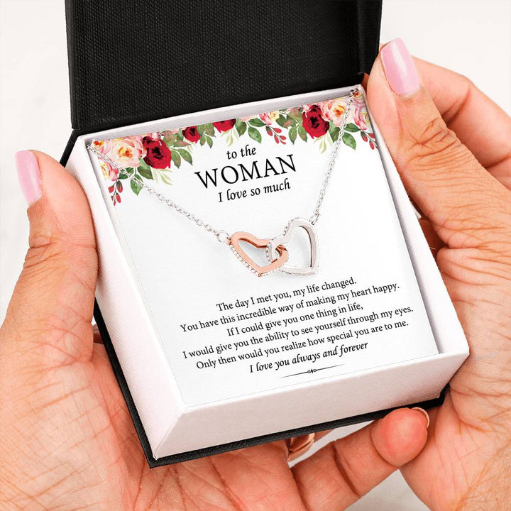 To The Woman I Love So Much Interlocking Heart Necklace - Thegiftio UK
