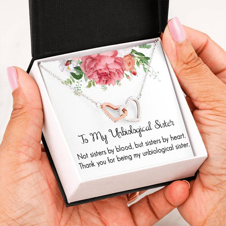 Unbiological Sister Interlocking Heart Necklace - Thegiftio UK