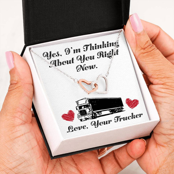 Trucker's Girlfriend- Interlocking Heart Necklace - Thegiftio UK