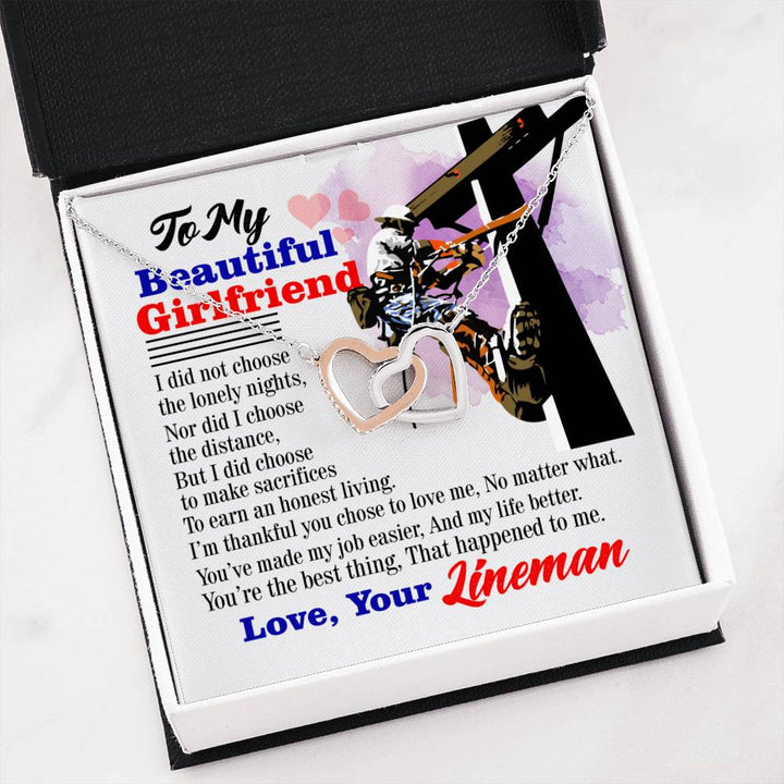Lineman's Girlfriend - Interlocking Heart Necklace - Thegiftio UK