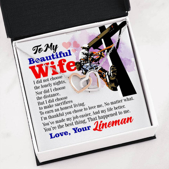 Lineman's Wife - Interlocking Heart Necklace - Thegiftio UK