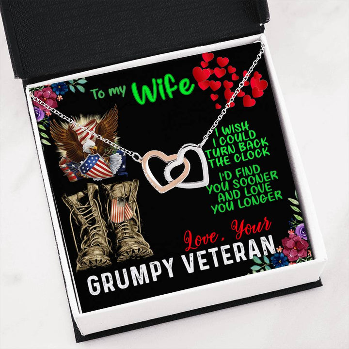 Veteran Wife Interlocking Heart Necklace - Thegiftio UK
