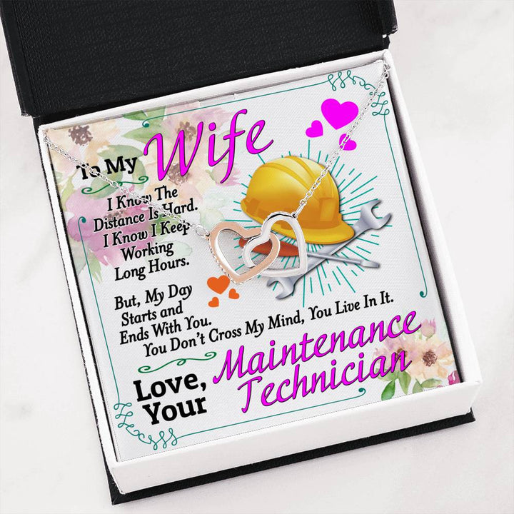 Maintenance Technician's Wife - Interlocking Heart Necklace - Thegiftio UK