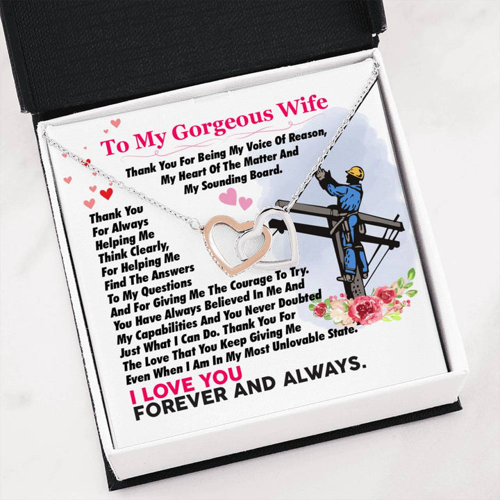 Lineman's Wife - Interlocking Heart Necklace - Thegiftio UK