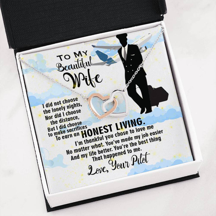 Pilot's Wife - Interlocking Heart Necklace - Thegiftio UK