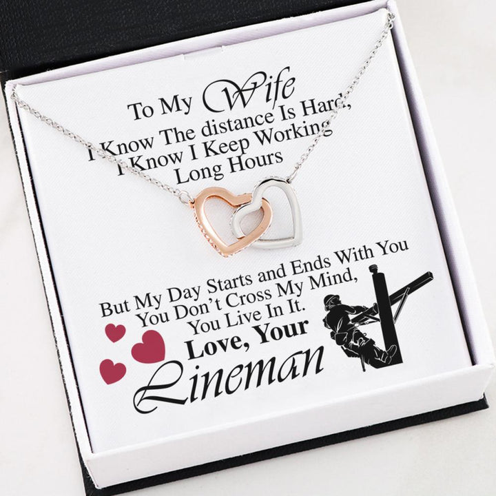 Lineman's Wife - Interlocking Heart Necklace - Thegiftio UK