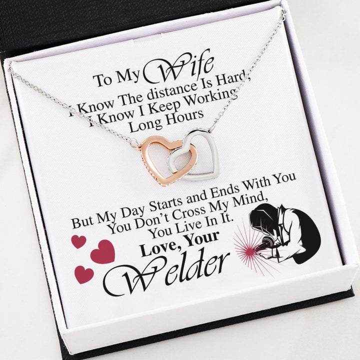 Gift For Wife - Interlocking Heart Necklace - Thegiftio UK