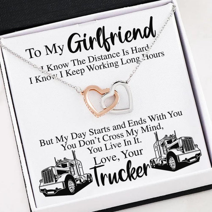 Gift For Trucker's Girlfriend - Interlocking Heart Necklace - Thegiftio UK