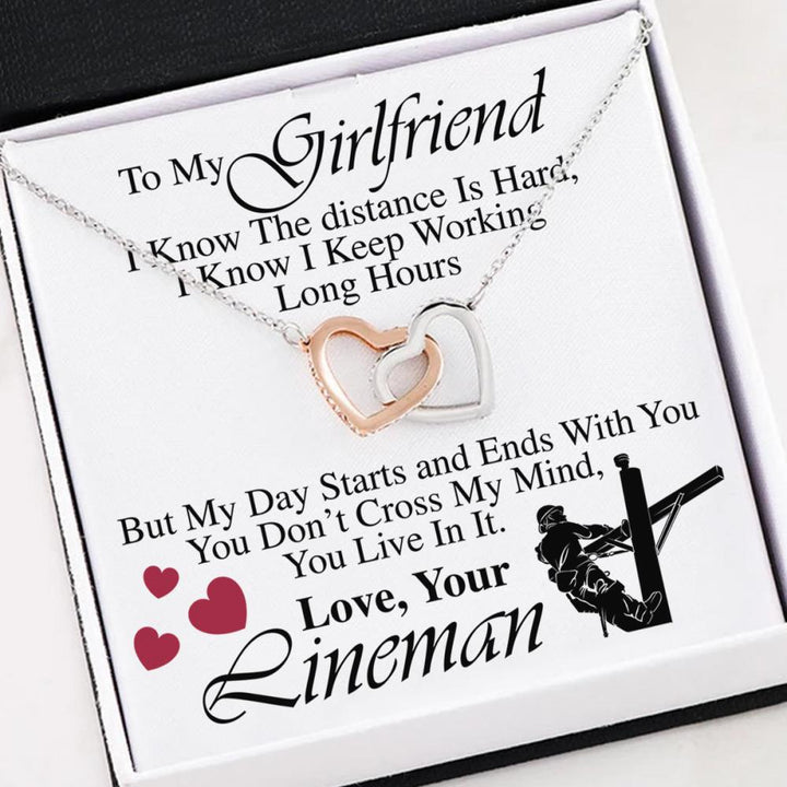 Gift For Lineman's Girlfriend - Interlocking Heart Necklace - Thegiftio UK