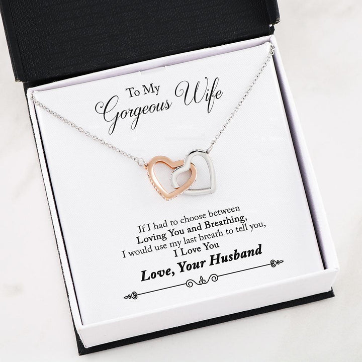 To My Wife - Last Breath Forever Love - Interlocking Heart Necklace - Thegiftio UK
