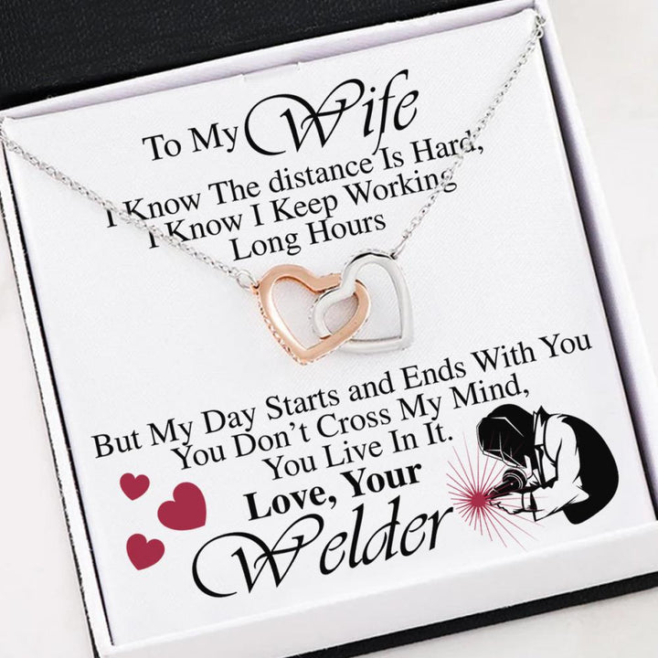 Gift For Wife - Interlocking Heart Necklace - Thegiftio UK